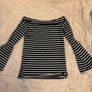 Striped off the shoulder shirt